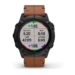 GPS ceas Garmin Fenix 6X Pro and Sapphire Black with chestnut leather band