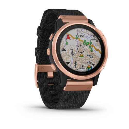 GPS часы навигатор Garmin Fenix 6S Pro and Sapphire Rose gold-tone with black nylon band