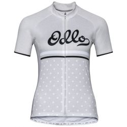 Tricou pentru ciclism Odlo Stand-up collar S/S full zip Fujin Print Light Wmn