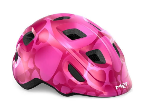 Велосипедный шлем Met Hooray pink hearts glossy