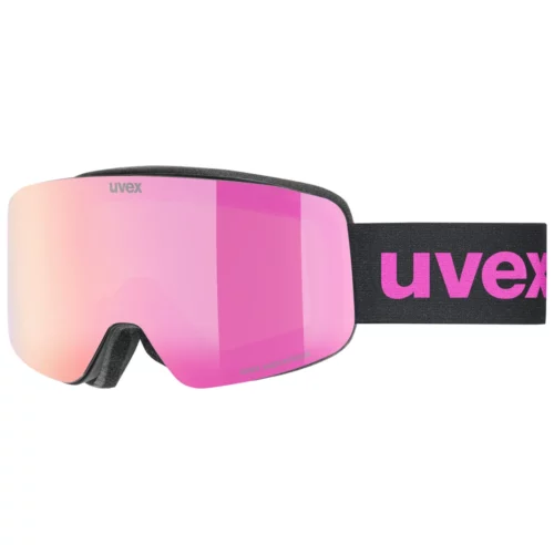 Горнолыжная маска Uvex Pwdr FM black matt dl/pink-clear